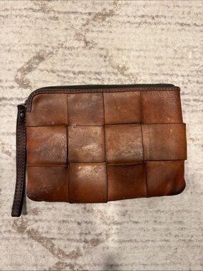 Patricia Nash Brown Woven Leather Toiletry Pouch